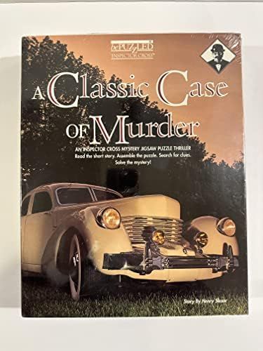 A Classic Case of Murder classic mystery jigsaw puzzle assembled on a work bench