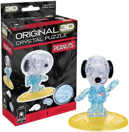 Astronaut Snoopy original 3d crystal puzzle assembled on a work bench