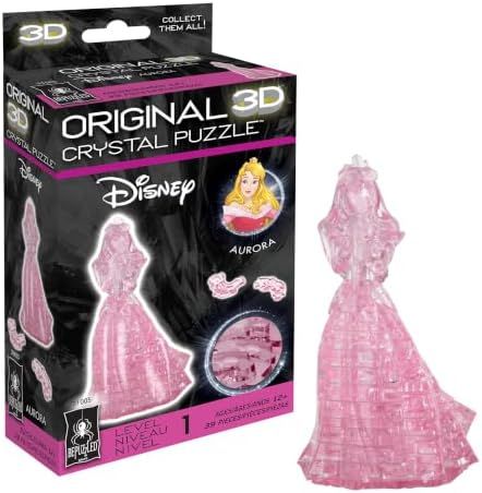Disney Aurora original 3d crystal puzzle assembled on a work bench