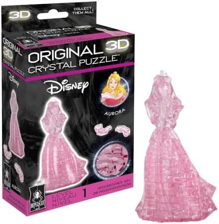 Disney Aurora original 3d crystal puzzle assembled on a work bench