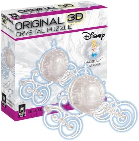 Disney Cinderella Carriage deluxe 3d crystal puzzle assembled on a work bench