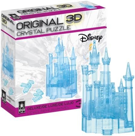 Disney Cinderella Castle deluxe 3d crystal puzzle assembled on a work bench