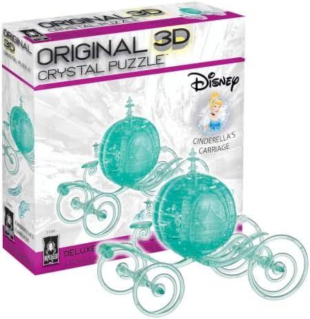 Disney Cinderella's Carriage deluxe 3d crystal puzzle assembled on a work bench