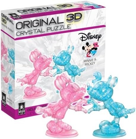 Disney Minnie and Mickey Mouse Heart deluxe 3d crystal puzzle assembled on a work bench