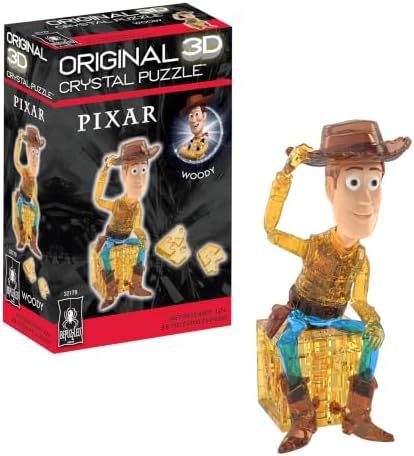 Disney Pixar Woody original 3d crystal puzzle assembled on a work bench