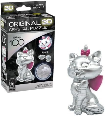 Disney Platinum Marie original 3d crystal puzzle assembled on a work bench