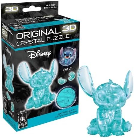 Disney Stitch original 3d crystal puzzle assembled on a work bench