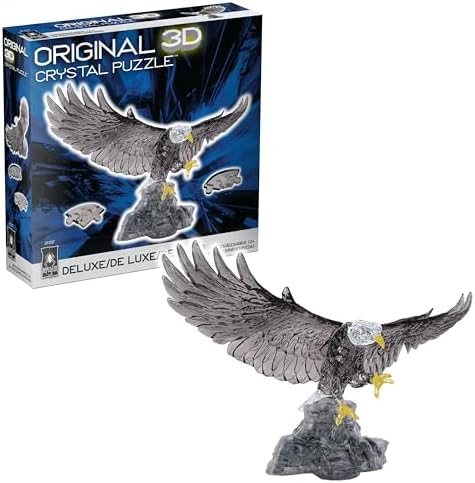 Eagle deluxe 3d crystal puzzle assembled on a work bench