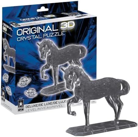 Horse deluxe 3d crystal puzzle assembled on a work bench