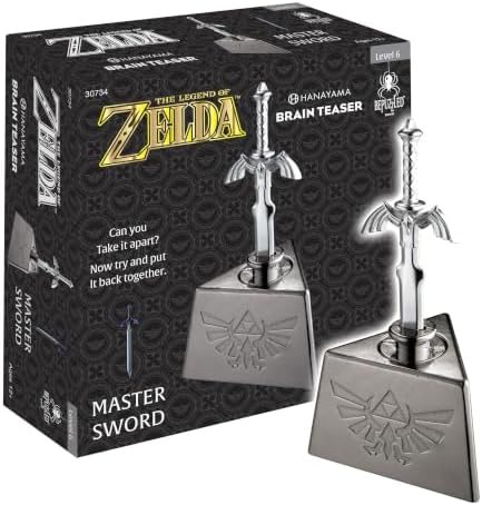 Legend of Zelda Master Sword hanayama cast metal puzzle assembled on a work bench