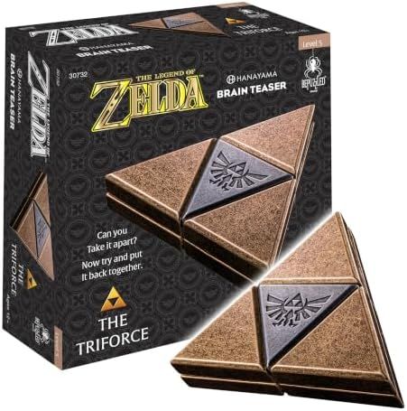 Legend of Zelda Triforce hanayama cast metal puzzle assembled on a work bench