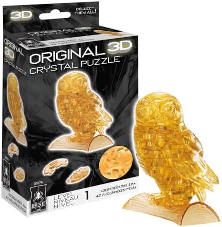 Owl original 3d crystal puzzle assembled on a work bench