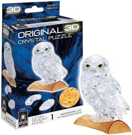 Owl original 3d crystal puzzle assembled on a work bench