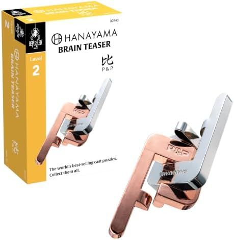 P & P hanayama cast metal puzzle assembled on a work bench