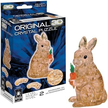 Rabbit original 3d crystal puzzle assembled on a work bench